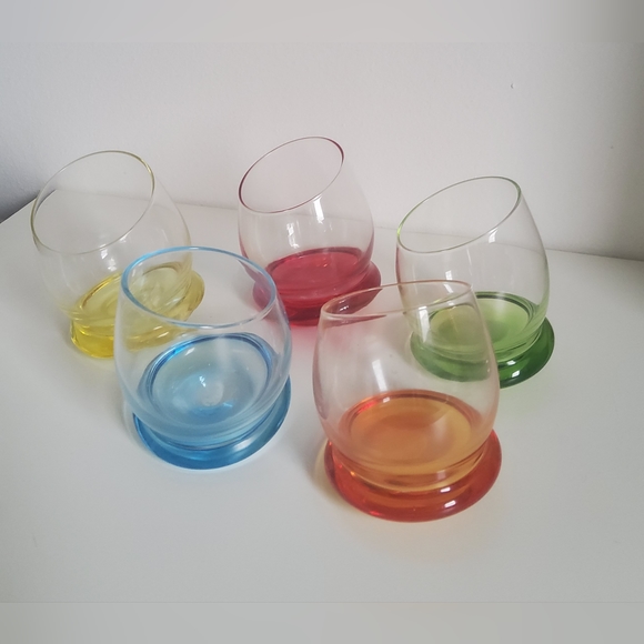 Small Bohemian Crazy Crystal Glasses set of 5 - Picture 4 of 6